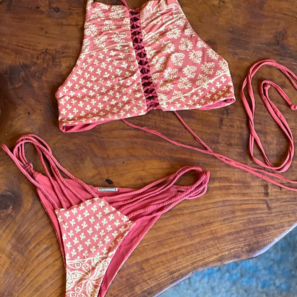 San Lorenzo Pink and Cream Bikini Set